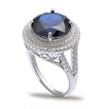 RH Macy Blue Cubic Zirconia Double Pave Row Ring In Sterling Silver by Vanessa Jane