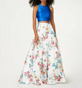 City Studios Juniors 2-Pc. Satin & Floral-Print Gown by Vanessa Jane