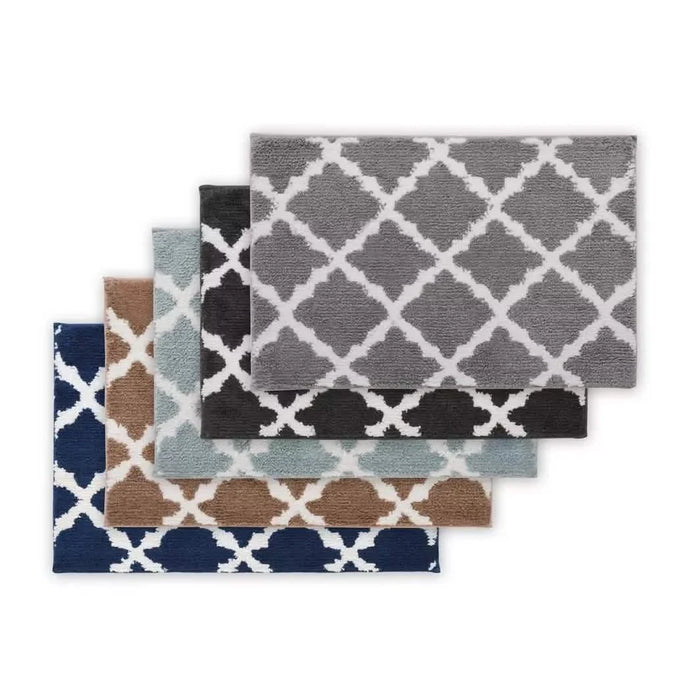 Bibb Home 1-2 Pack Trellis Micro Shag Bath Rugs 20"x 32" by DailySale
