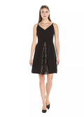 Maggy London Women's Dream Crepe Fit and Flare with Feminine Lace, Black,size 2 by Vanessa Jane