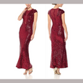 Marina Mesh Inset Sequin Cap Sleeve Gown by Vanessa Jane