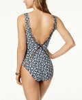 Michael Michael Kors Printed Plunging One-Piece Swimsuit, Size 8 by Vanessa Jane