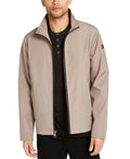 Calvin Klein Mens Full-Zip Water Resistant Bonded Jacket Beige, Size Small by Vanessa Jane