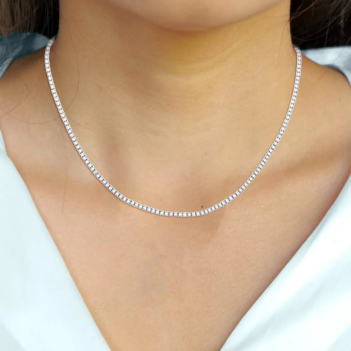 Ct Round Certified Lab Grown Diamond 14K Solid Gold Women’s Tennis Necklace (18") by DailySale