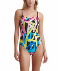 DKNY Grafitti Logo Printed One Piece Swimsuit, Us X-Small by Vanessa Jane