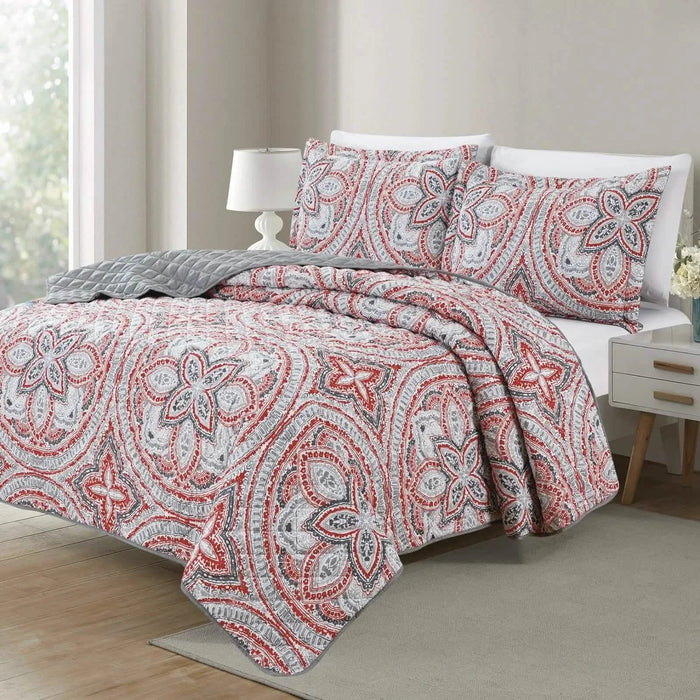 3-Piece Set: Bibb Home Printed Reversible Quilt Set by DailySale