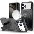 Magnetic Circle Rugged Grip Kickstand Case with Tempered Glass for iPhone 17 Pro Black by Merch Section
