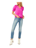 Vince Camuto Women’s Puff-Shoulder Smocked-Hem Neck Top by Vanessa Jane