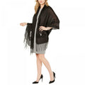 INC International Concepts Fringe Sequin Party Evening Wrap Black O/S by Vanessa Jane