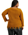 Full Circle Trends Womens Plus Trendy Ripped-Edge Sweater, Size 2X by Vanessa Jane