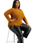 Full Circle Trends Womens Plus Trendy Ripped-Edge Sweater, Size 2X by Vanessa Jane