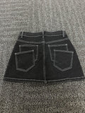 HTD Women's Sexy Mini Denim Skirt Irregular Pockets Dark Grey Size XXL by Deal US