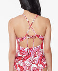 Jessica Simpson Fuchsia Multi Paradiso Palm Crossed-Back Tankini Top, Us XL by Vanessa Jane