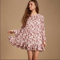 Free People These Dreams Floral Print Ruffles Mini Dress by Vanessa Jane
