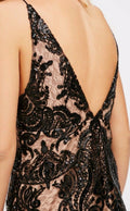 Free People Night Shimmers Mini Dress Plunge Sequin Lace Nude by Vanessa Jane