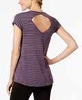 Ideology Womens Striped Cut-Out T-Shirt by Vanessa Jane