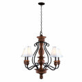 World Imports Elysia 5-Light Elegant White Fabric Shade Antiqued Gold Chandelier by Vanessa Jane