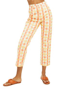 Free People Women Shes All That Plaid Crop High Waist Pants Orange Size 8 by Vanessa Jane