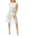 Carmen Marc Valvo White Sequin High-Neck Swim Dress Cover-Up, Size XL by Vanessa Jane