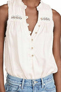 Free People Womens Ivory Fringed Bodysuit, Size Large by Vanessa Jane