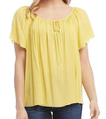 Karen Kane Womens Plus Santorini Tie Neck Flutter Sleeve Pullover Top by Vanessa Jane