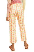 Free People Women Shes All That Plaid Crop High Waist Pants Orange Size 8 by Vanessa Jane