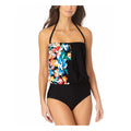 Anne Cole Womens Swimwear Black Blouson One-Piece Floral by Vanessa Jane