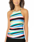 Anne Cole Womens Striped Removable Cups Halter Tankini Top by Vanessa Jane