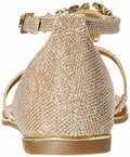 G by Guess Womens Deers Fabric Split Toe Casual Ankle Strap, Gold, Size 6.0 by Vanessa Jane