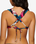 Hula Honey High Neck Floral Print Sweet Bloom Juniors Bikini Top by Vanessa Jane