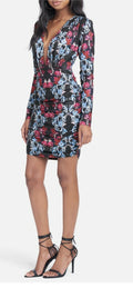 BeBe Printed V-Neck Mini Dress, Size Small by Vanessa Jane