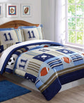 My World Denim and Khaki Sports Full/Queen Comforter Set by Vanessa Jane