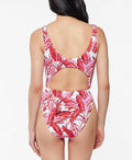Jessica Simpson Printed Paradiso Palm O-Ring Cut-Out One-Piece Swimsuit by Vanessa Jane