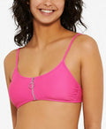 Hula Honey Juniors Solid Zipper Bralette Bikini Swim Top by Vanessa Jane