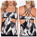 Reebok Tankini Tops Cutout Strappy-Back Tank, Size Medium by Vanessa Jane