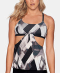 Reebok Tankini Tops Cutout Strappy-Back Tank, Size Medium by Vanessa Jane
