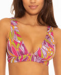 Becca Womens Swim Purple Pink Shimmer Print Bikini Top, Size Medium by Vanessa Jane