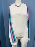 Ultra Flirt Juniors Varsity-Stripe V-Neck Sweater by Vanessa Jane