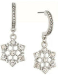 Holiday Lane Silver-Tone Pave Snowflake Charm J-Hoop Earrings by Vanessa Jane