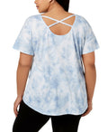 Ideology Womens Plus Size Crisscross Back Short Sleeve Top, Size 1X by Vanessa Jane