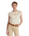 Lauren Ralph Lauren Womens Embroidered Cotton Blend T-Shirt by Vanessa Jane