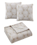 Infinity Home 3 PC Yasmina Rainy Day Decorative Pillows and Throw Set, Beige by Vanessa Jane