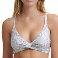 DKNY Snake-Print Twist-Front Bikini Top Pearl Gray White by Vanessa Jane