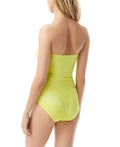 Vince Camuto Spliced Printed Bandeau One-Piece Swimsuit – Yellow, Size 12 by Vanessa Jane