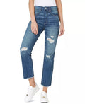 Numero Sexy Ripped High Rise Frayed-Hem Denim Jeans, Size 27 by Vanessa Jane