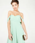 Sequin Hearts Juniors Off-The Shoulder Gown Sage by Vanessa Jane