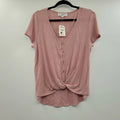 Hippie Rose Juniors Button-Detail Twist-Front Top, Size XS by Vanessa Jane