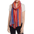 Echo Womens Fringe Rectangle Striped Wool Scarf by Vanessa Jane