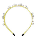 Inc Gold-Tone Imitation Pearl Satin-Wrapped Double-Row Headband by Vanessa Jane