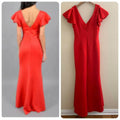 Betsy & Adam Ruffled-Sleeve Slit Scuba Gown, Size 8P by Vanessa Jane